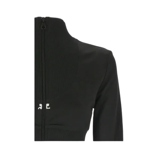 Ribbed Long-Sleeved Cropped Sweatshirt