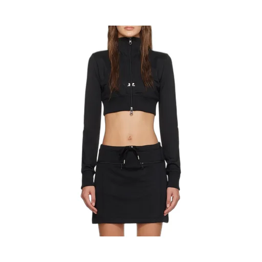 Ribbed Long-Sleeved Cropped Sweatshirt