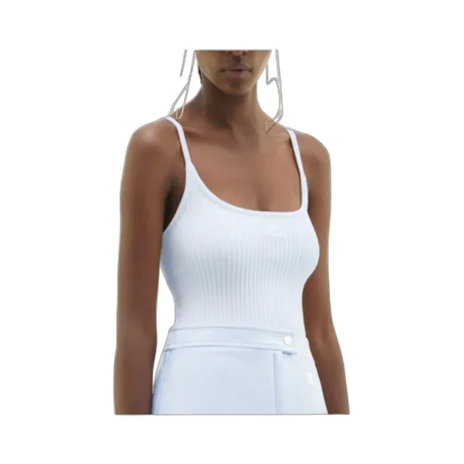 Logo Embroidered Ribbed Sleeveless Top