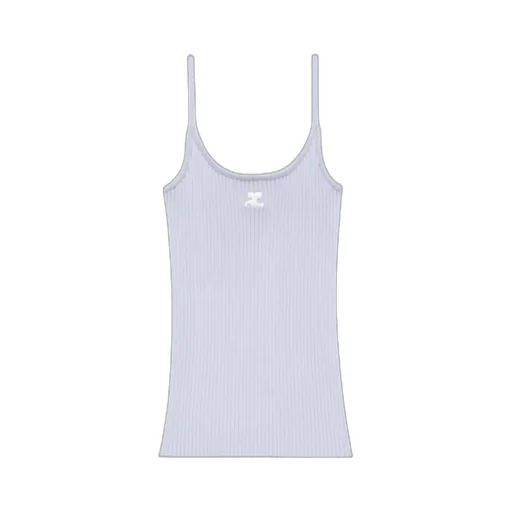 Logo Embroidered Ribbed Sleeveless Top