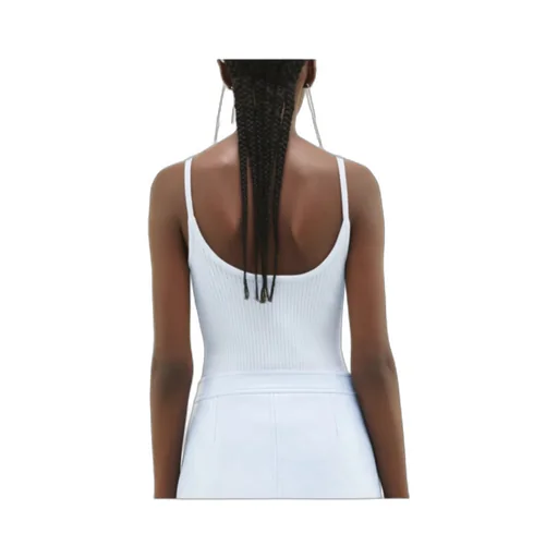 Logo Embroidered Ribbed Sleeveless Top