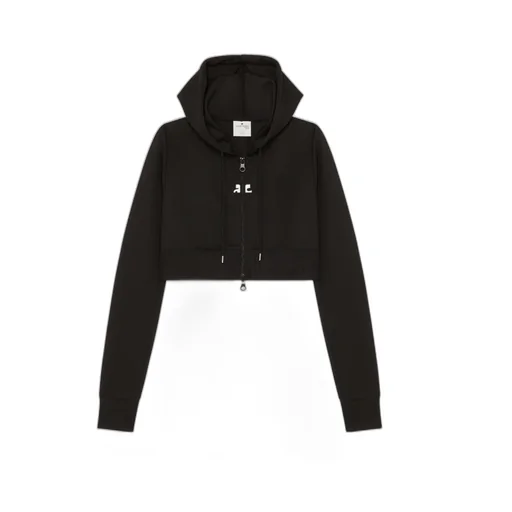 Logo-Patch Cropped Zipped Hoodie