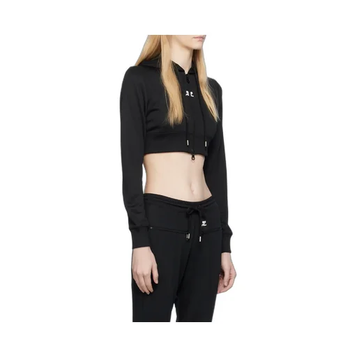Logo-Patch Cropped Zipped Hoodie