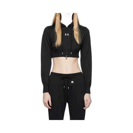 Logo-Patch Cropped Zipped Hoodie