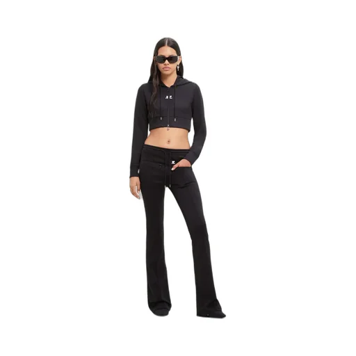 Logo-Patch Cropped Zipped Hoodie