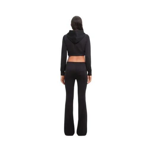 Logo-Patch Cropped Zipped Hoodie