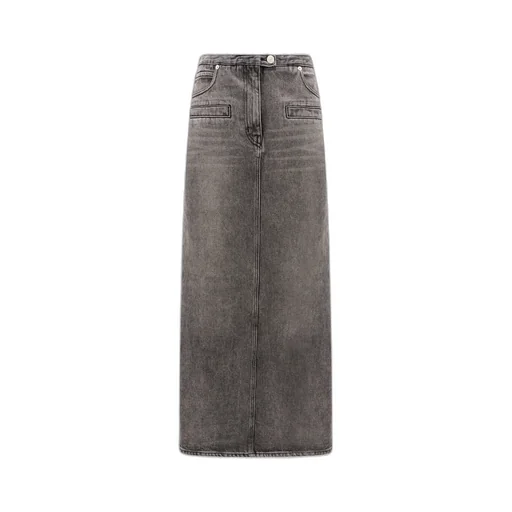 Vintage-Effect Denim Midi Skirt