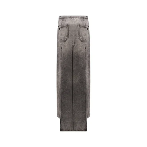 Vintage-Effect Denim Midi Skirt