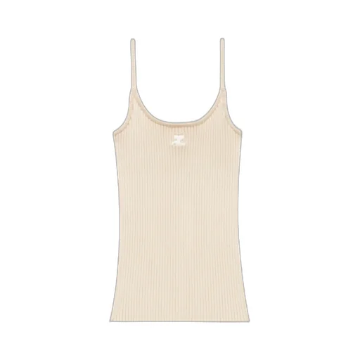 Logo Embroidered Ribbed Sleeveless Top