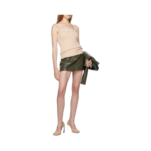 Logo Embroidered Ribbed Sleeveless Top