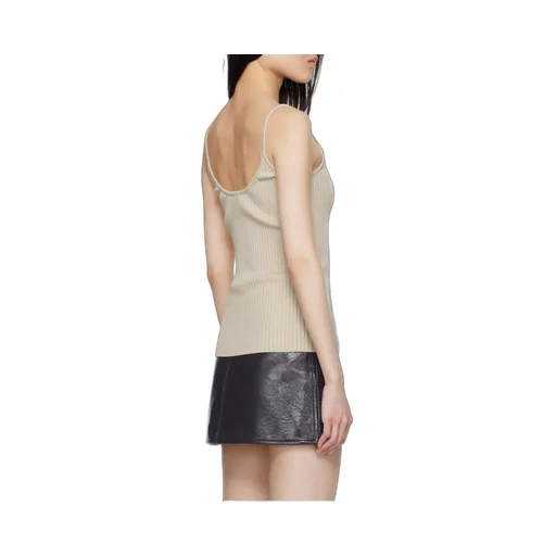 Logo Embroidered Ribbed Sleeveless Top