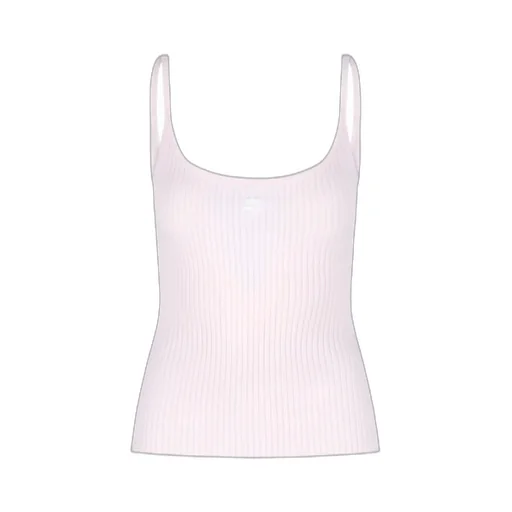 Logo Embroidered Ribbed Sleeveless Top