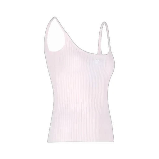 Logo Embroidered Ribbed Sleeveless Top