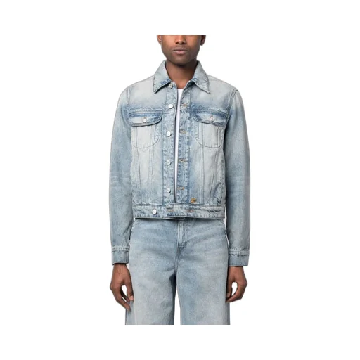 Washed Long-Sleeved Denim Jacket