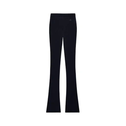 Logo Embroidered Ribbed Trousers