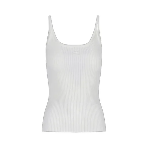 Logo Embroidered Ribbed Sleeveless Top