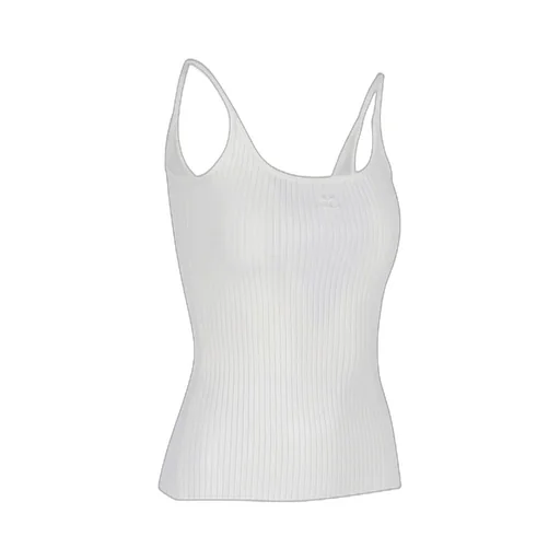 Logo Embroidered Ribbed Sleeveless Top