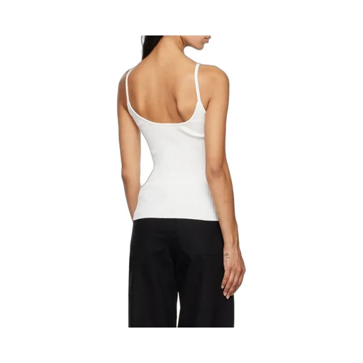 Logo Embroidered Ribbed Sleeveless Top