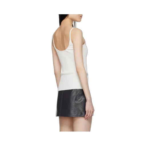 Logo Embroidered Ribbed Sleeveless Top