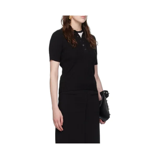 Rib Knit Short-Sleeved Polo Shirt