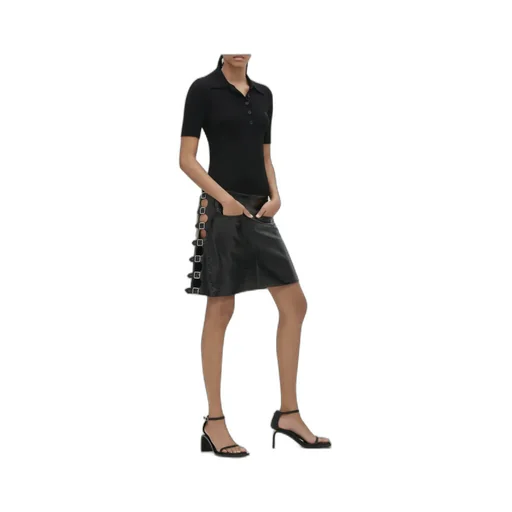Rib Knit Short-Sleeved Polo Shirt