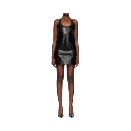 Buckle Babydoll Vinyl Mini Dress