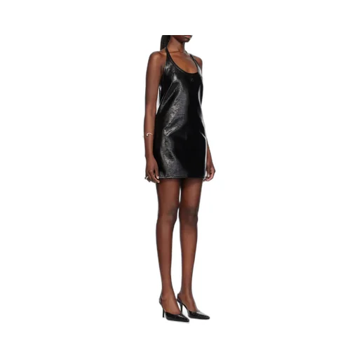 Buckle Babydoll Vinyl Mini Dress