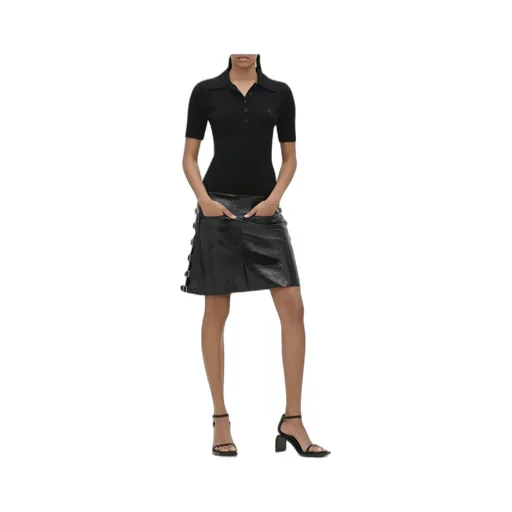 Rib Knit Short-Sleeved Polo Shirt