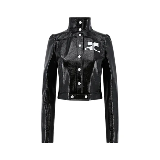 Vinyl Straight Hem Cropped Jacket