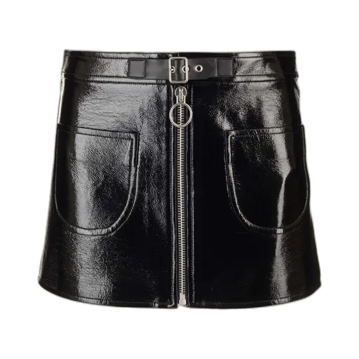 Buckle Zipped Vinyl Mini Skirt