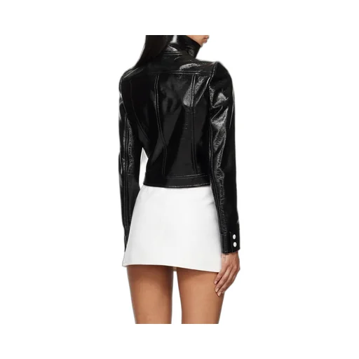Vinyl Straight Hem Cropped Jacket