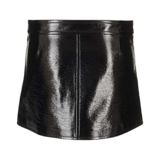 Buckle Zipped Vinyl Mini Skirt