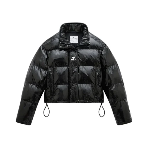 Vinyl High Neck Puffer Jacket