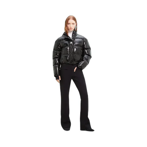 Vinyl High Neck Puffer Jacket