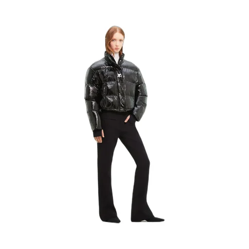 Vinyl High Neck Puffer Jacket