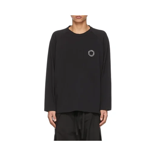 Eyelet Crew-Neck Long-Sleeve Top