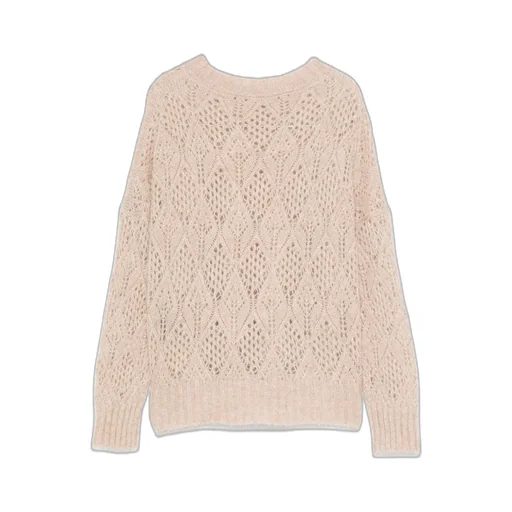 Open-Knit Round-Neck Sweater