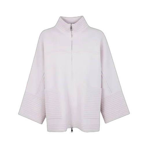 Ribbed-Panel Zip-Front Coat