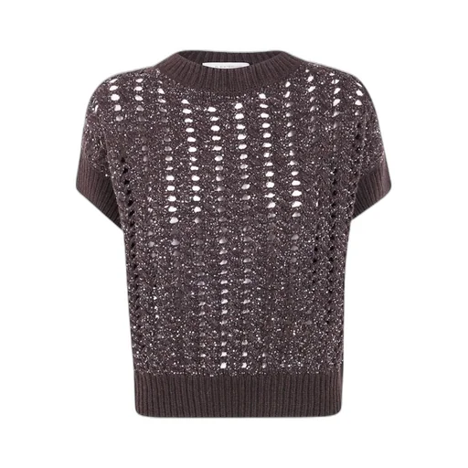 Sequin-Embellished Open-Knit Sweater
