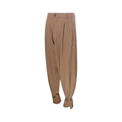 Pleated Cuffed Tapered Trousers