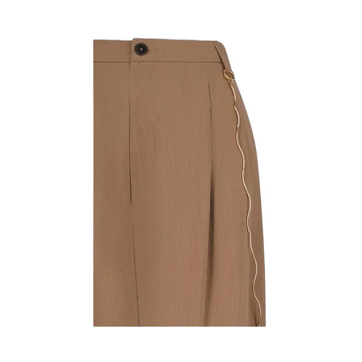 Chain-Embellished Pleated Trousers