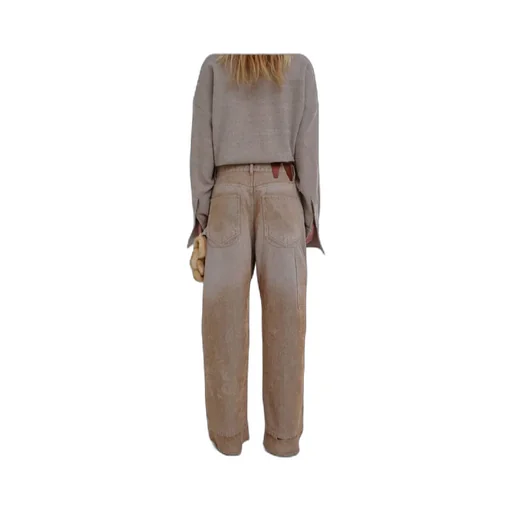 Lisa Chain Adorned Loose Fit Carpenter Flock Jeans