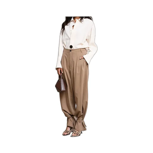 Pleated Cuffed Tapered Trousers