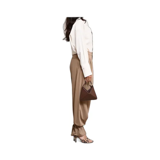 Pleated Cuffed Tapered Trousers