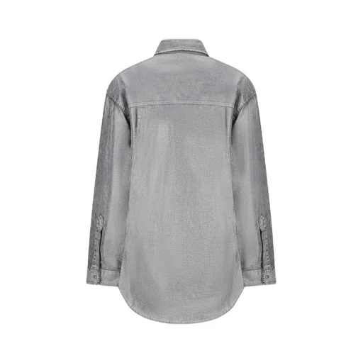 Denim-Effect Collared Shirt