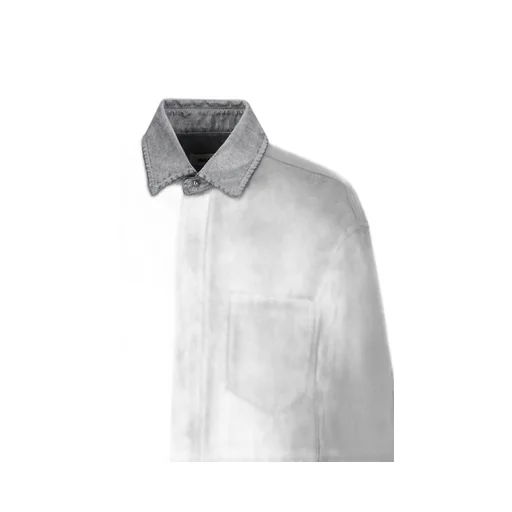 Denim-Effect Collared Shirt
