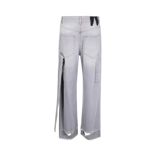 Belt Adorned Loose Fit Denim
