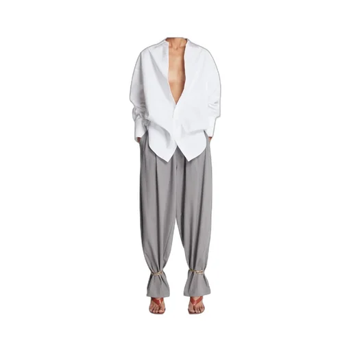 Long-Sleeve Curved-Hem Shirt