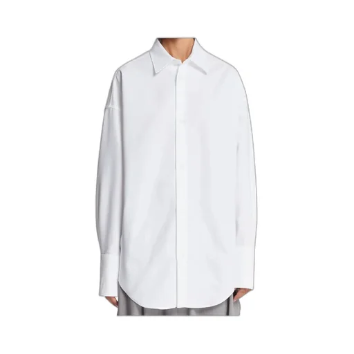 Long-Sleeve Curved-Hem Shirt