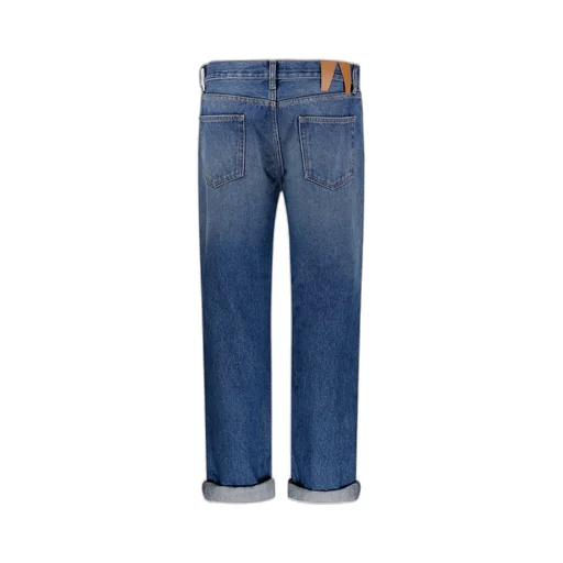 Strap-Embellished Straight-Leg Jeans